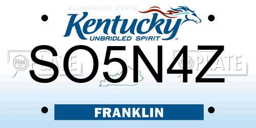 SO5N4Z Kentucky License Plate