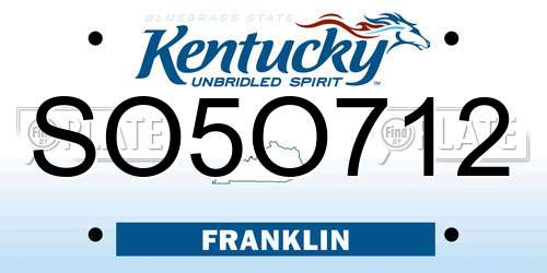 SO5O712 Kentucky License Plate