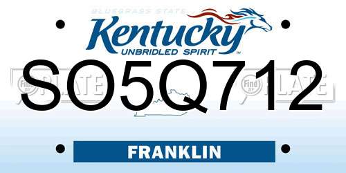 SO5Q712 Kentucky License Plate
