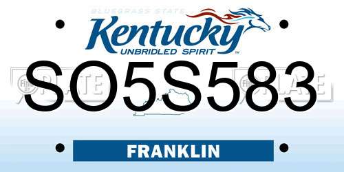 SO5S583 Kentucky License Plate