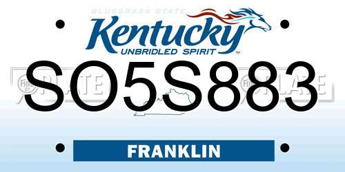 SO5S883 Kentucky License Plate