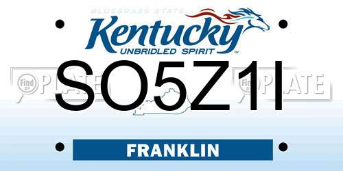 SO5Z1I Kentucky License Plate