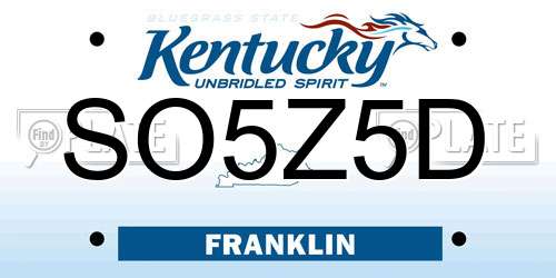 SO5Z5D Kentucky License Plate