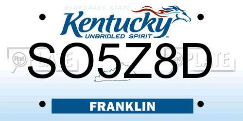 SO5Z8D Kentucky License Plate