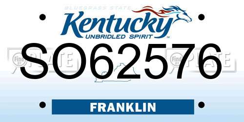 SO62576 Kentucky License Plate