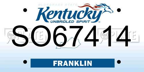 SO67414 Kentucky License Plate