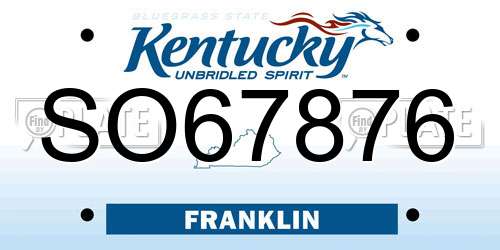 SO67876 Kentucky License Plate