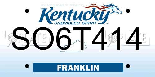 SO6T414 Kentucky License Plate