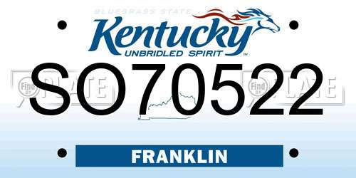 SO70522 Kentucky License Plate