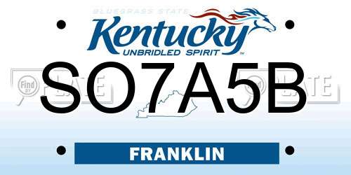 SO7A5B Kentucky License Plate