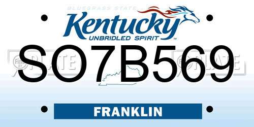 SO7B569 Kentucky License Plate