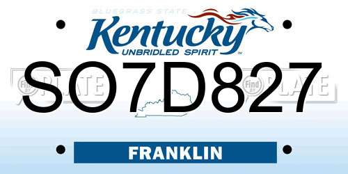 SO7D827 Kentucky License Plate