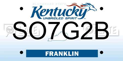 SO7G2B Kentucky License Plate