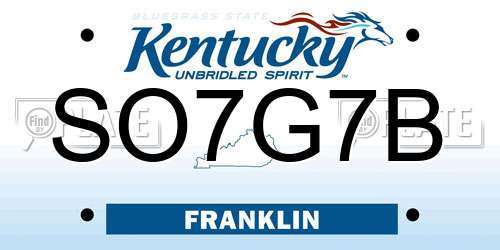 SO7G7B Kentucky License Plate
