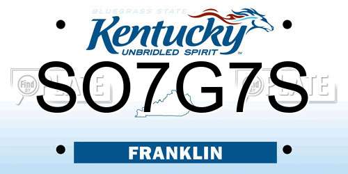 SO7G7S Kentucky License Plate