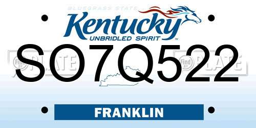 SO7Q522 Kentucky License Plate