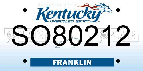 SO80212 Kentucky License Plate