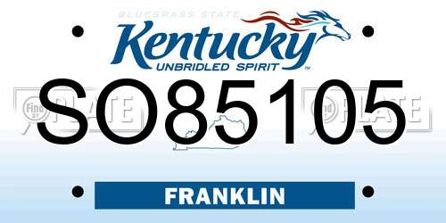 SO85105 Kentucky License Plate