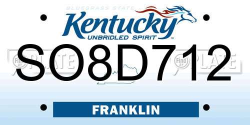 SO8D712 Kentucky License Plate