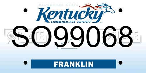 SO99068 Kentucky License Plate
