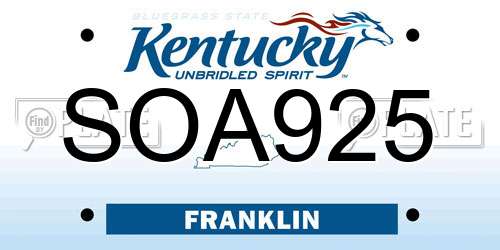SOA925 Kentucky License Plate