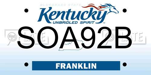 SOA92B Kentucky License Plate