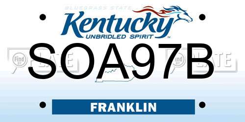 SOA97B Kentucky License Plate