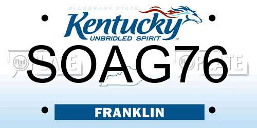 SOAG76 Kentucky License Plate