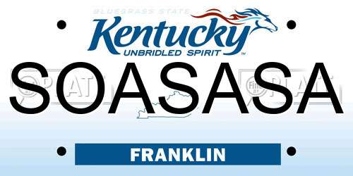 SOASASA Kentucky License Plate