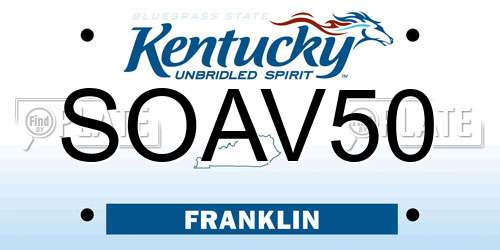 SOAV50 Kentucky License Plate