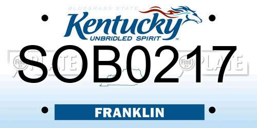 SOB0217 Kentucky License Plate