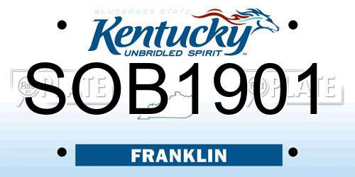SOB1901 Kentucky License Plate