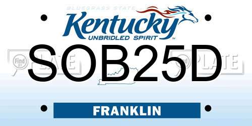 SOB25D Kentucky License Plate