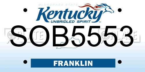 SOB5553 Kentucky License Plate