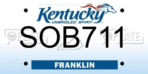 SOB711 Kentucky License Plate