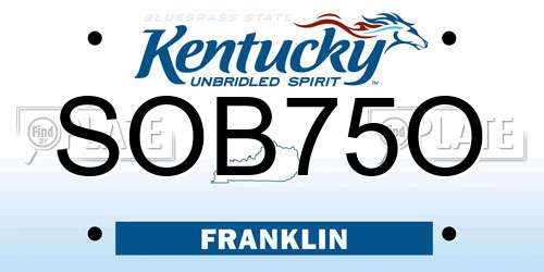 SOB75O Kentucky License Plate
