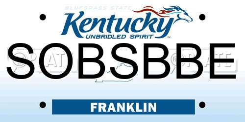 SOBSBBE Kentucky License Plate