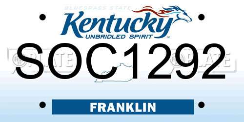 SOC1292 Kentucky License Plate