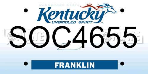 SOC4655 Kentucky License Plate