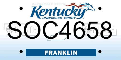 SOC4658 Kentucky License Plate