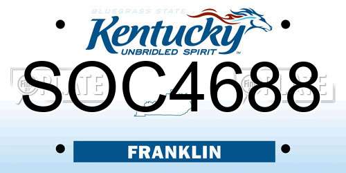 SOC4688 Kentucky License Plate