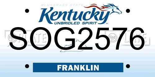 SOG2576 Kentucky License Plate