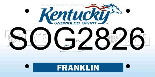 SOG2826 Kentucky License Plate