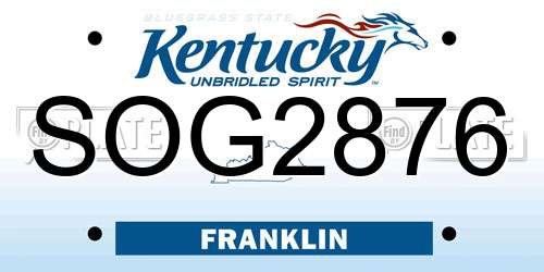 SOG2876 Kentucky License Plate