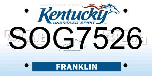 SOG7526 Kentucky License Plate