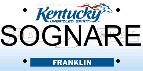 SOGNARE Kentucky License Plate
