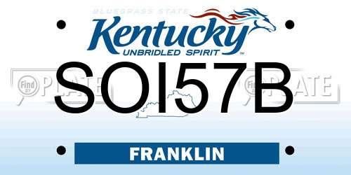 SOI57B Kentucky License Plate