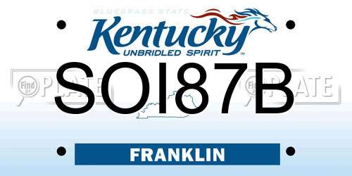 SOI87B Kentucky License Plate