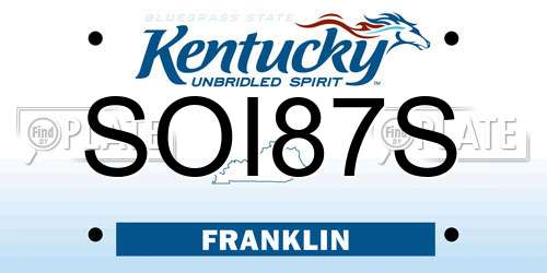 SOI87S Kentucky License Plate