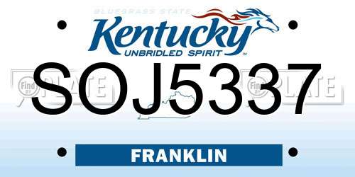 SOJ5337 Kentucky License Plate